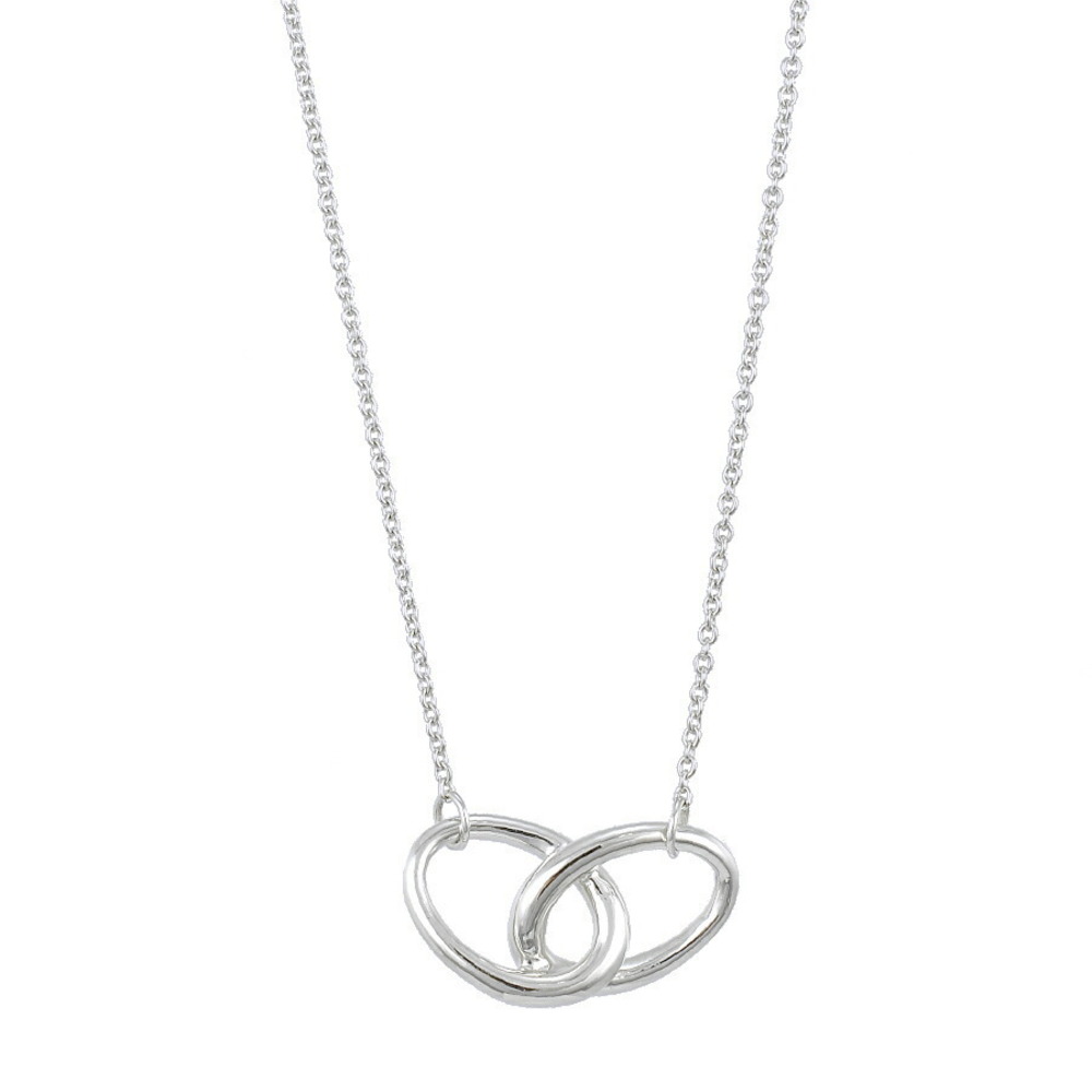 Tiffany Double Ring Pendant Necklace Silver